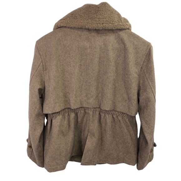 dh New York Addie Jacket Toggle Women's S Wool Blend Cropped Faux Sherpa Collar - Picture 7 of 13